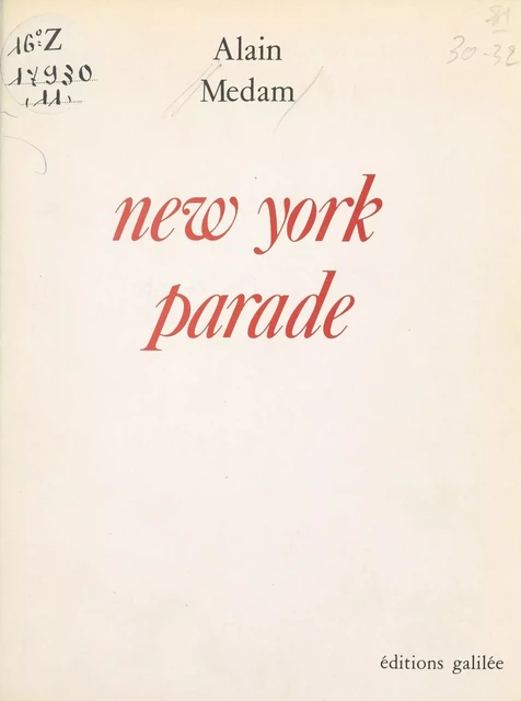 New-York parade - Alain Médam - FeniXX réédition numérique