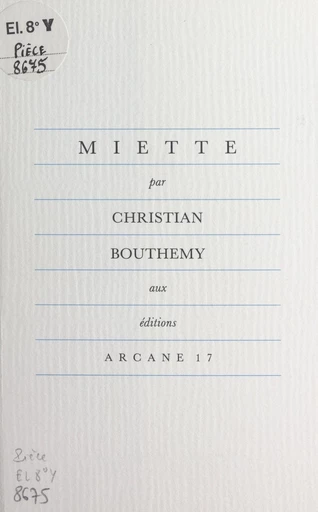 Miette - Christian Bouthemy - FeniXX réédition numérique