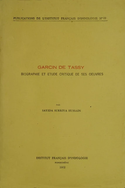 Garcin de Tassy - Sayida Hussain Surriya - Institut français de Pondichéry