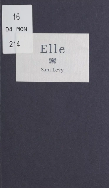 Elle - Sam Levy - FeniXX réédition numérique