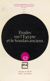 Études sur l'Égypte et le Soudan anciens