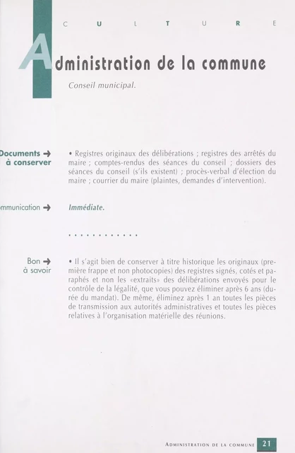 Les archives des petites communes : guide de conservation -  Centre national de la fonction publique territoriale,  Direction des archives - FeniXX réédition numérique