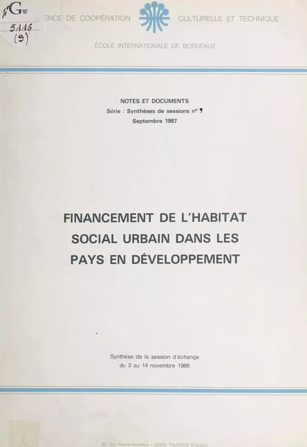 Financement de l'habitat social urbain dans les pays en développement -  École internationale de Bordeaux - FeniXX réédition numérique