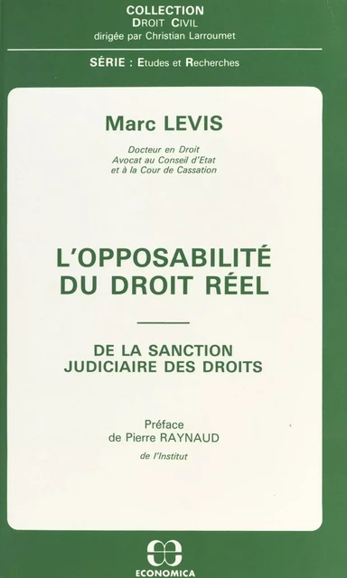 L'opposabilité du droit réel : de la sanction judiciaire des droits - Marc Levis - FeniXX réédition numérique