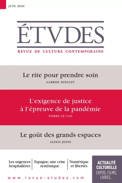 Revue Etudes - L'exigence de justice à l'épreuve de la pandémie - Collectif Auteur - Revue Études