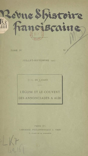 L'église et le couvent des Annonciades à Albi - Louis de Lacger - FeniXX réédition numérique