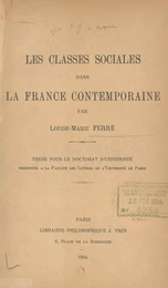 Les classes sociales dans la France contemporaine