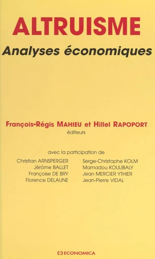 Altruisme : analyses économiques - Christian Arnsperger - FeniXX réédition numérique