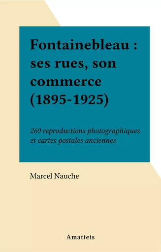 Fontainebleau : ses rues, son commerce (1895-1925) - Marcel Nauche - FeniXX réédition numérique