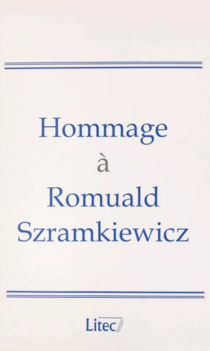 Hommage à Romuald Szramkiewicz -  - FeniXX réédition numérique