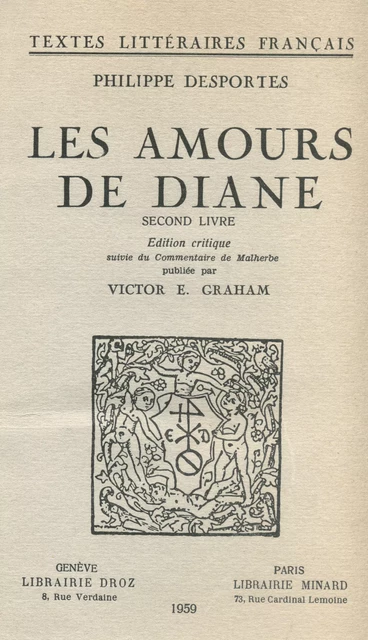 Les Amours de Diane - Philippe Desportes - Librairie Droz