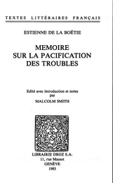 Mémoire sur la pacification des troubles