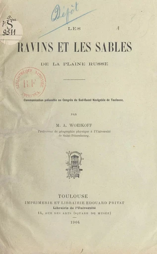 Les ravins et les sables de la plaine russe - Aleksandr Ivanovitch Woeikoff - FeniXX réédition numérique