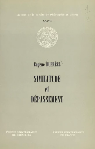 Similitude et dépassement - Eugène Dupréel - FeniXX réédition numérique