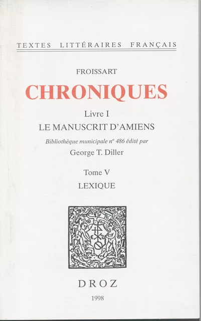 Chroniques - Jean Froissart - Librairie Droz