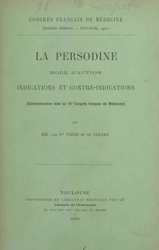 La Persodine -  de Girard,  Vires - FeniXX réédition numérique