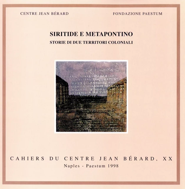 Siritide e Metapontino -  - Publications du Centre Jean Bérard