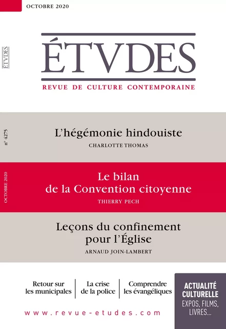 Revue Etudes - Le bilan de la Convention citoyenne (Entretien avec Thierry Pech) - Collectif Auteur - Revue Études