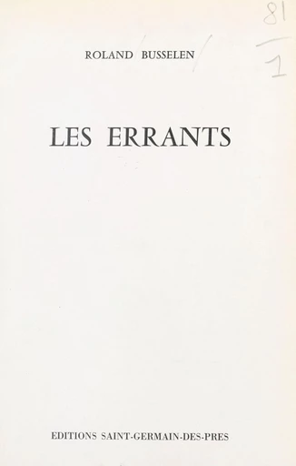 Les errants - Roland Busselen - FeniXX réédition numérique