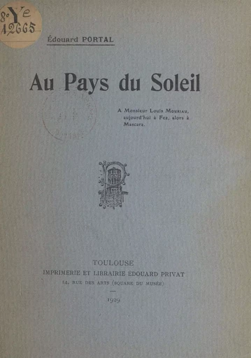 Au pays du soleil - Édouard Portal - FeniXX réédition numérique