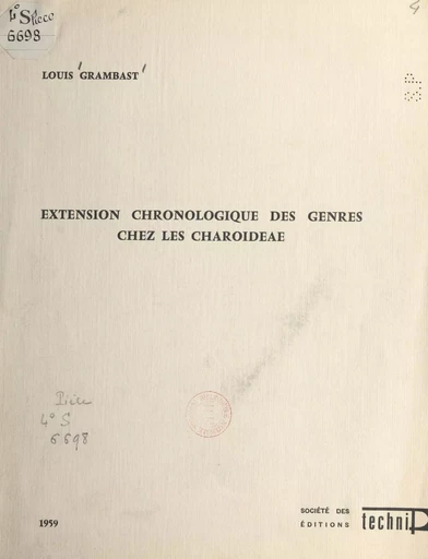 Extension chronologique des genres chez les charoideae - Louis Grambast - FeniXX réédition numérique