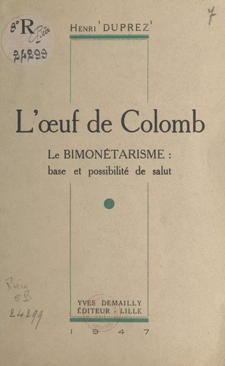 L'œuf de Colomb - Henri Duprez - FeniXX réédition numérique