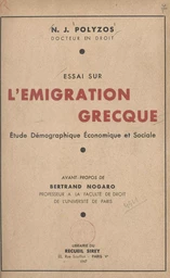 Essai sur l'émigration grecque