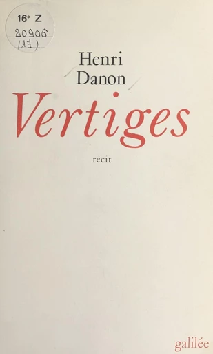 Vertiges - Henri Danon - FeniXX réédition numérique