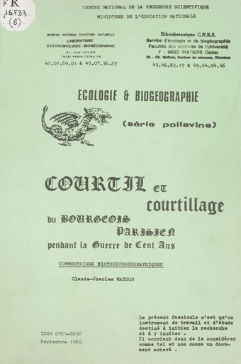 Courtil et courtillage du bourgeois parisien pendant la guerre de Cent Ans - Claude-Charles Mathon - FeniXX réédition numérique