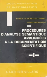 Procédures d'analyse sémantique appliquées à la documentation scientifique