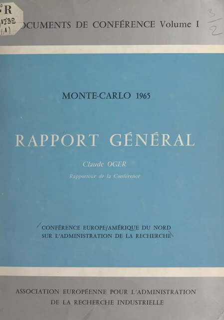 Conférence Europe-Amérique du Nord sur l'administration de la recherche - Claude Oger - FeniXX réédition numérique