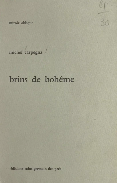 Brins de Bohême - Michel Carpegna - FeniXX réédition numérique