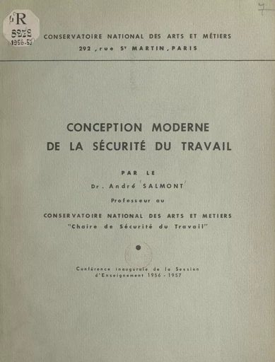 Conception moderne de la sécurité du travail - André Salmont - FeniXX réédition numérique