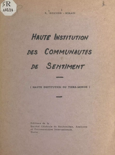 Haute institution des communautés de sentiment - Reuben Reicher - FeniXX réédition numérique