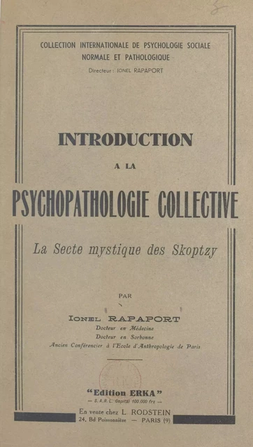 Introduction à la psychopathologie collective - Ionel Rapaport - FeniXX réédition numérique