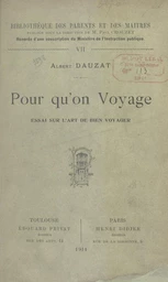 Pour qu'on voyage