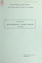 Pression démographique et ressources alimentaires en Algérie