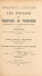 Les paysans du territoire de Pondichéry