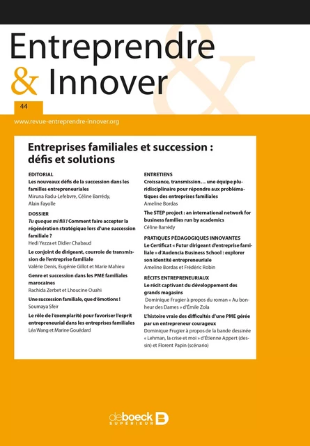 Entreprendre & Innover n°44 -  Collectif - Revues De Boeck Supérieur