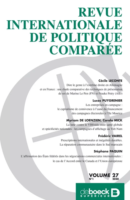 Revue internationale de politique comparée -  Collectif - Revues De Boeck Supérieur