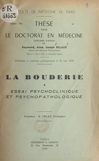 La bouderie - Raymond Billaud - FeniXX réédition numérique