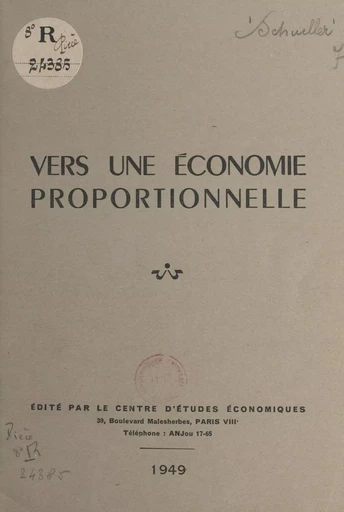 Vers une économie proportionnelle - Eugène Schueller - FeniXX réédition numérique