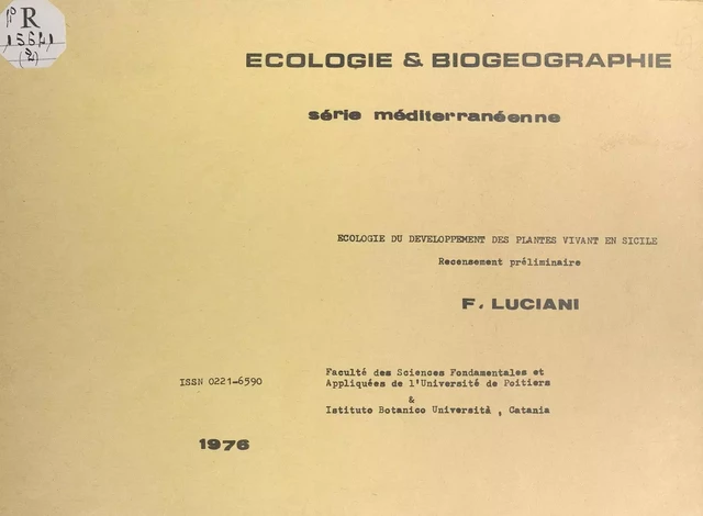 Écologie du développement des plantes vivant en Sicile - Francesca Luciani - FeniXX réédition numérique