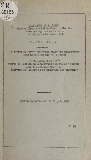 L'action en faveur des populations des bidonvilles dans le département de la Seine - Marc Roberrini - FeniXX réédition numérique