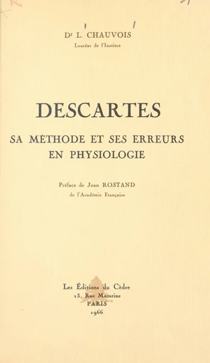 Descartes - Louis Chauvois, René Descartes - FeniXX réédition numérique