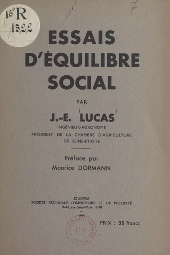 Essais d'équilibre social - J.-E. Lucas - FeniXX réédition numérique