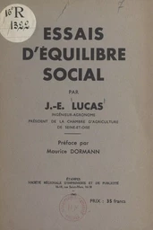 Essais d'équilibre social