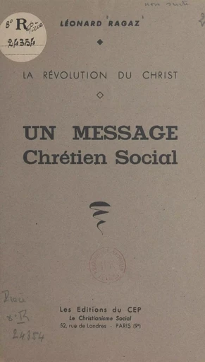 La révolution du Christ - Léonard Ragaz - FeniXX réédition numérique