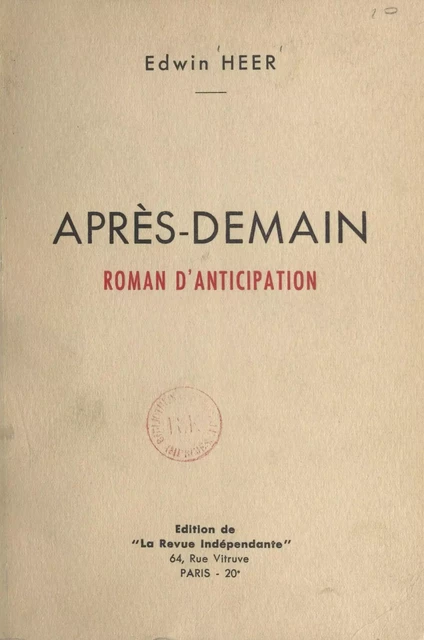 Après-demain - Edwin Heer - FeniXX réédition numérique