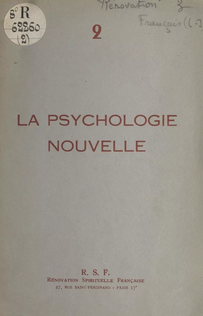 La psychologie nouvelle - Louis-Jean Français - FeniXX réédition numérique